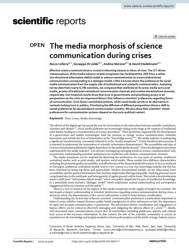 The media morphosis of science communication during crises