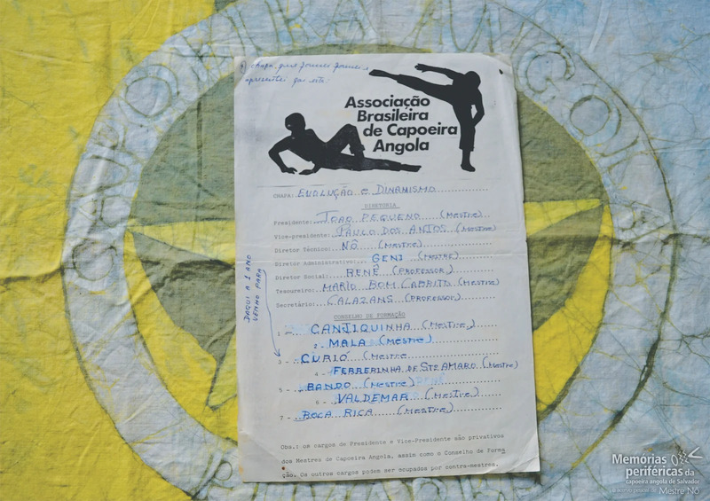 Cartão de inscrição de chapa para concorrer a Diretoria da Associação Brasileira de Capoeira Angola